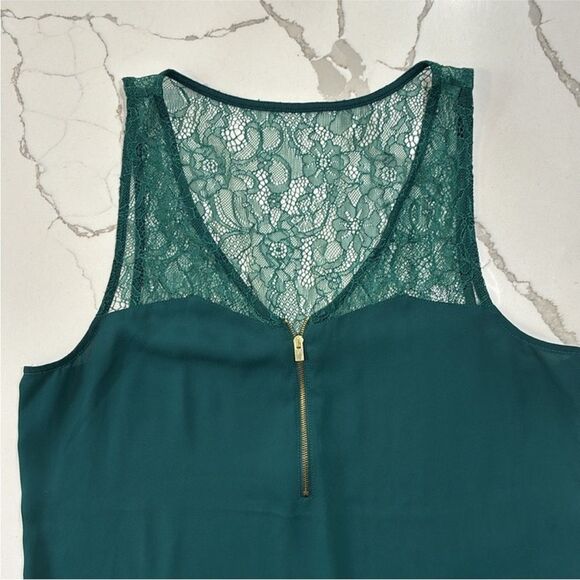 Express | Women’s Forest Green Tank Top Sleeveless Lace Blouse - Picture 3 of 12